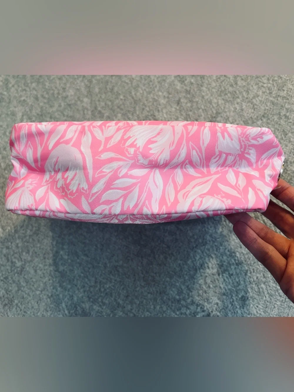 Lilly Pulitzer Pink and White Floral Cosmetic Bag